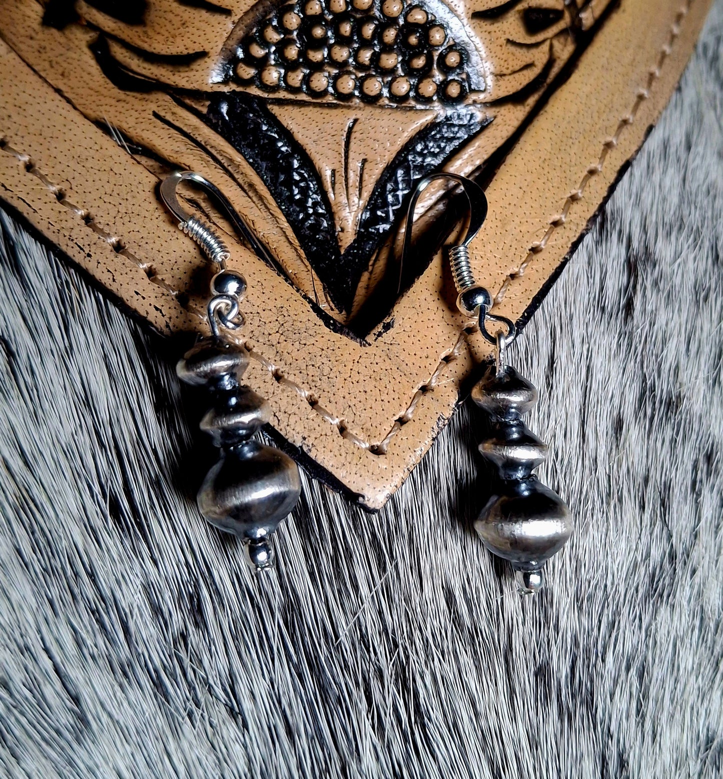 Handmade Navajo Pearl Dangle Earrings