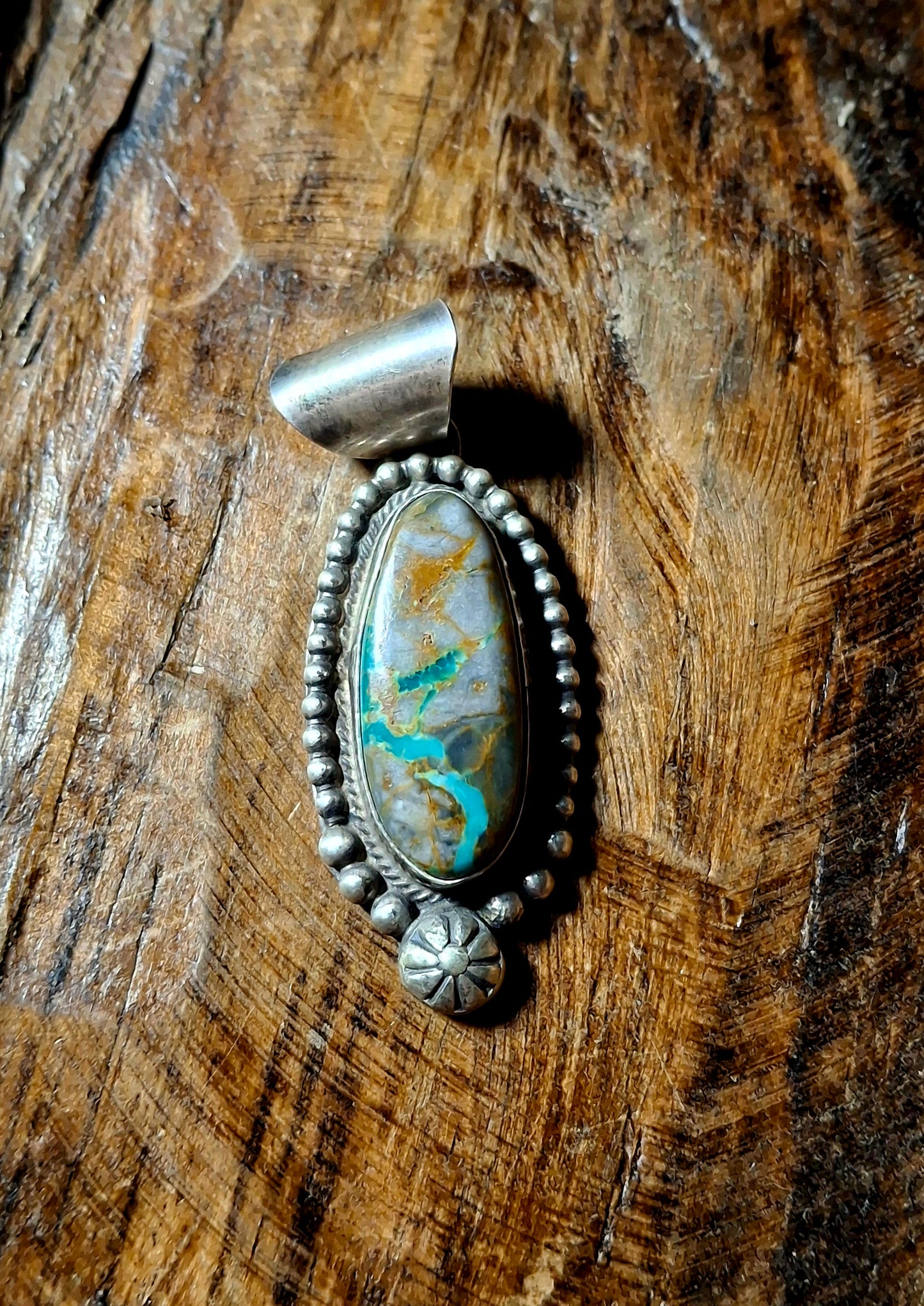 Oval Boulder Turquoise Pendant - Scott Skeets