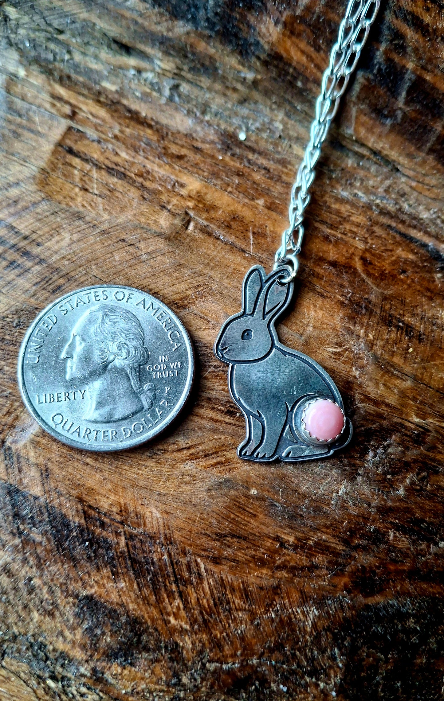 Pink Conch Bunny Necklace