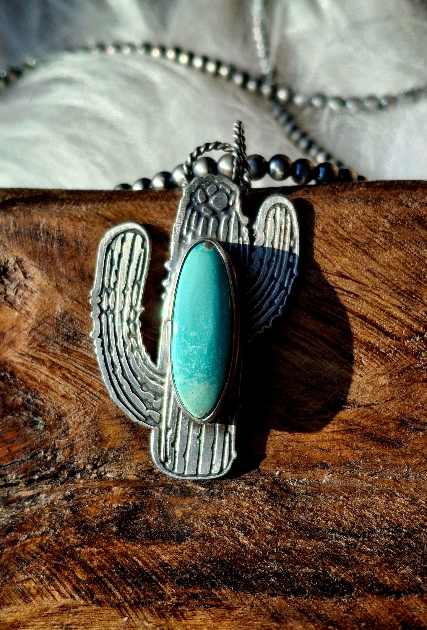 Fox Turquoise Cactus Pendant