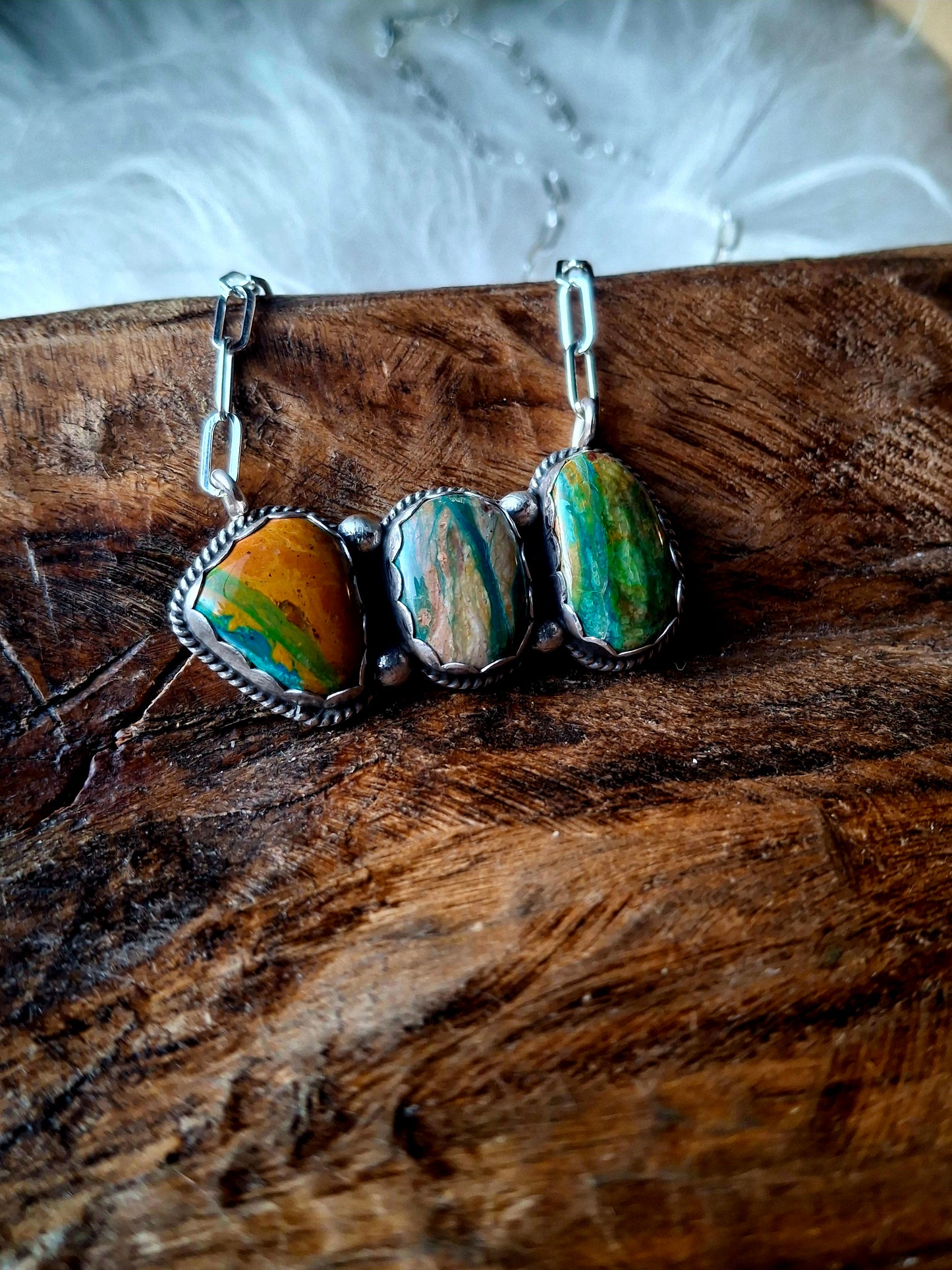 Blue Peruvian Opal Bar Necklace