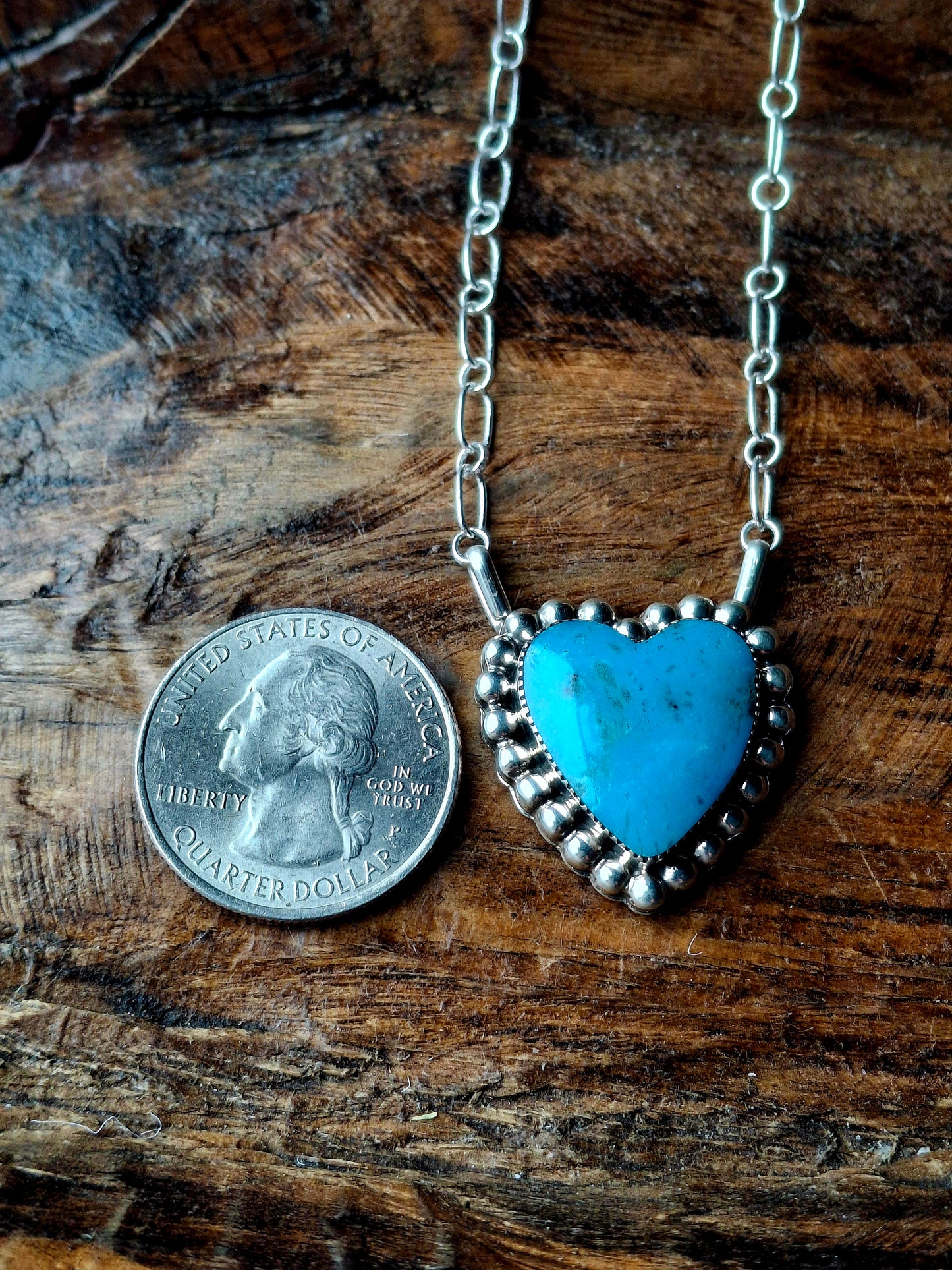 Blue Kingman Heart Necklace