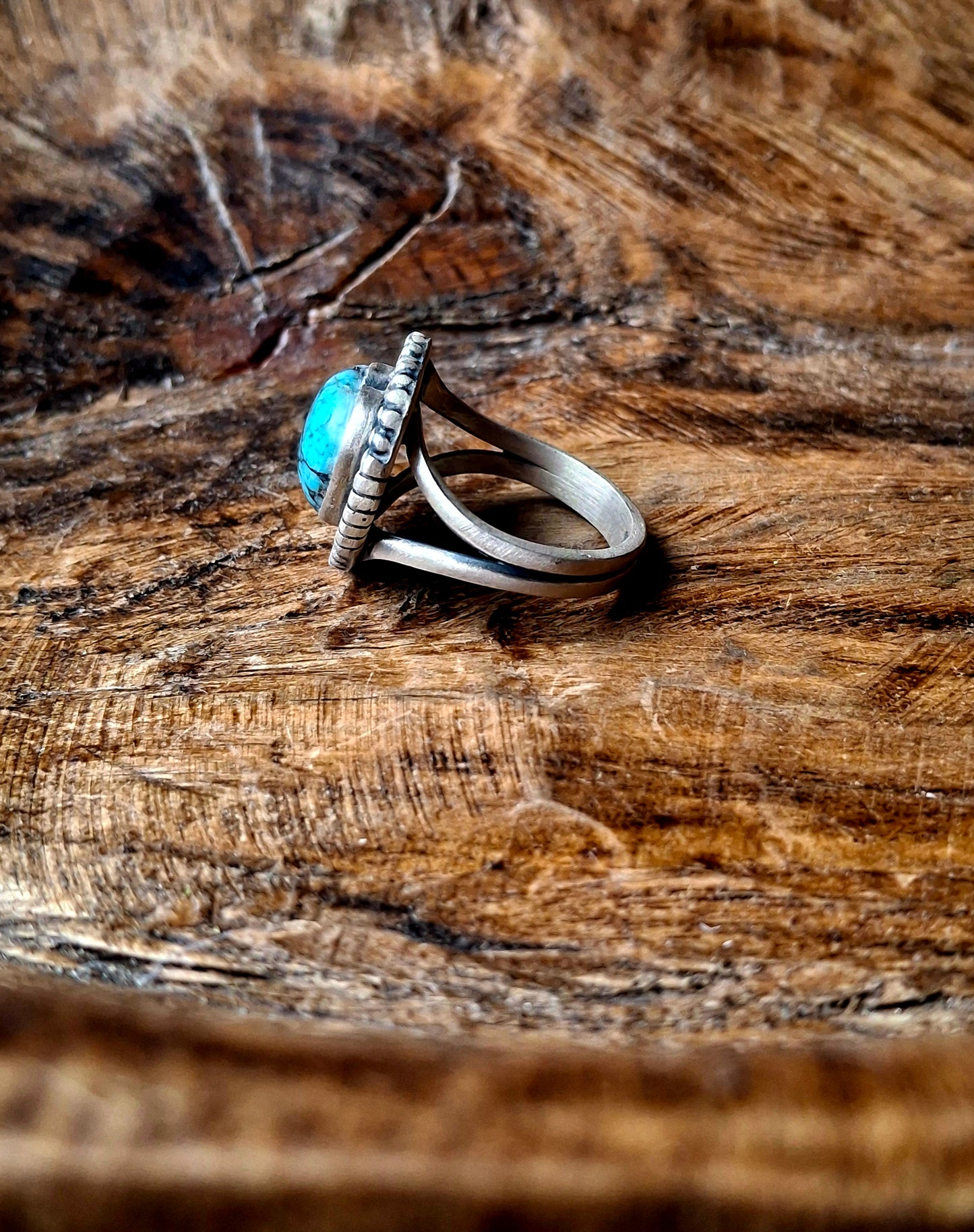 White Buffalo/Turquoise Mojave Heart Ring