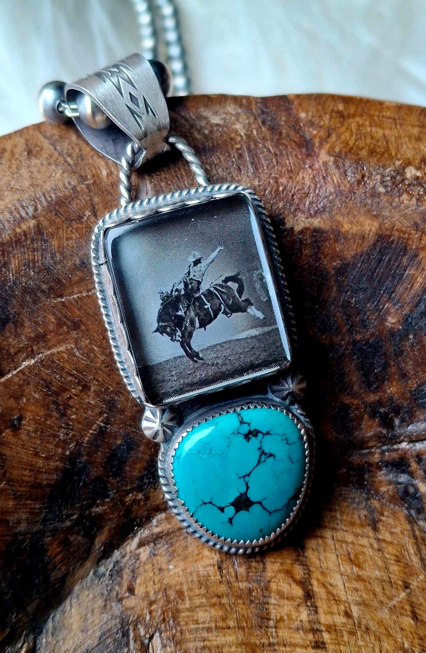 Bamboo Turquoise Bronc Pendant