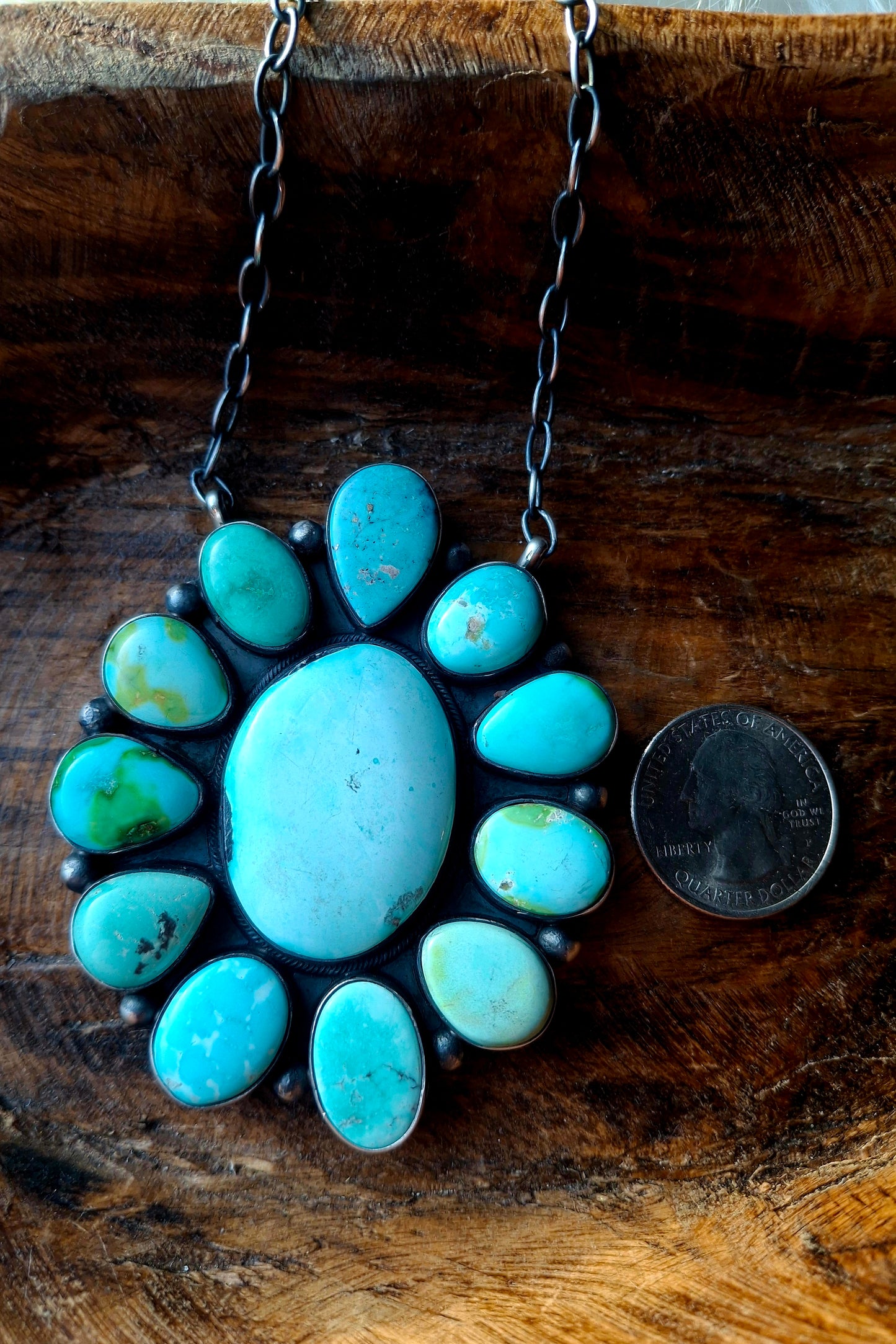 Jumbo Mixed Turquoise Cluster Necklace