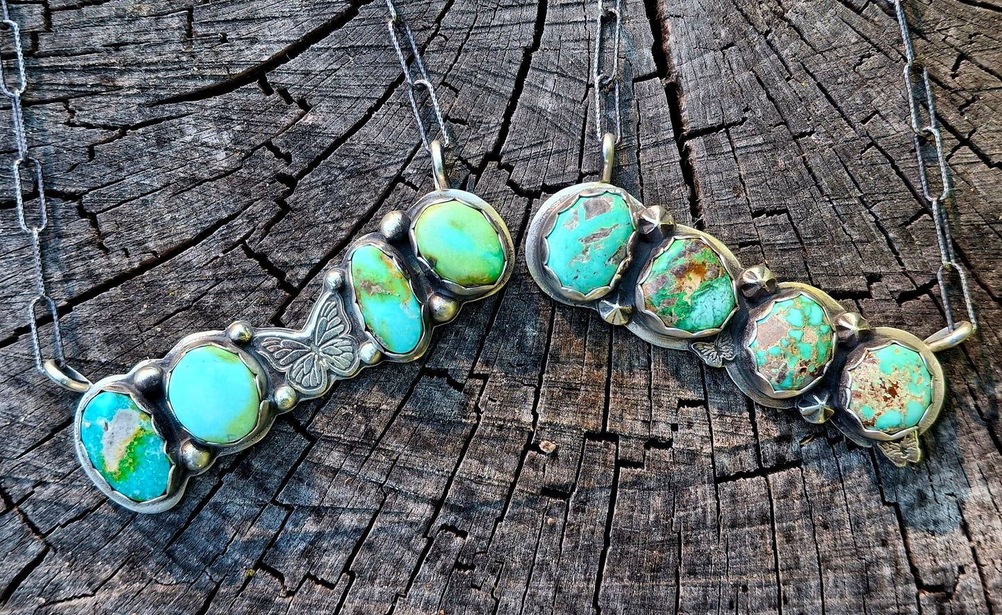 Fox Turquoise Butterfly Bar Necklace