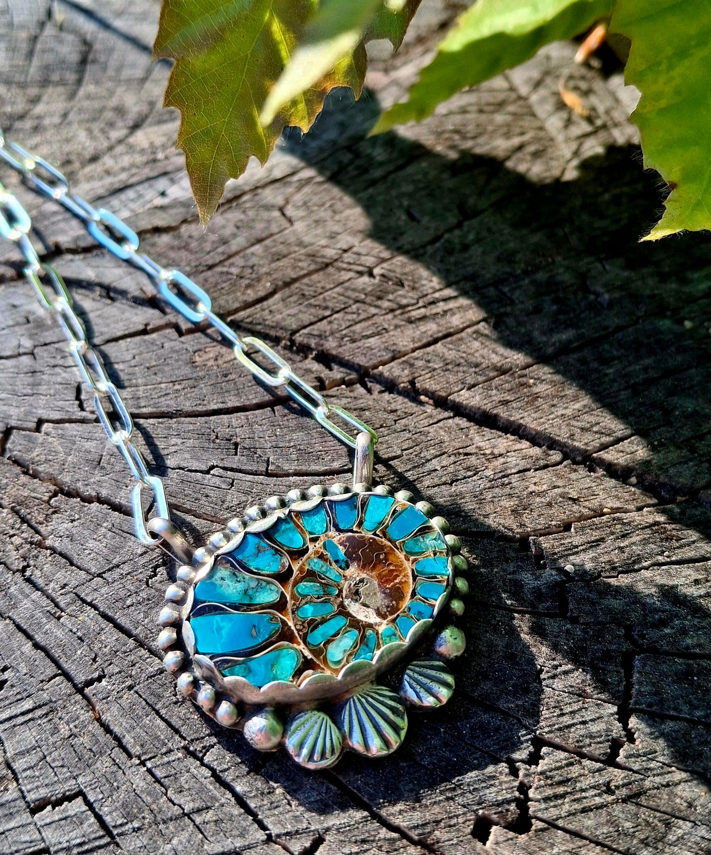 Ammurite w/ Shattuckite Inlay Necklace