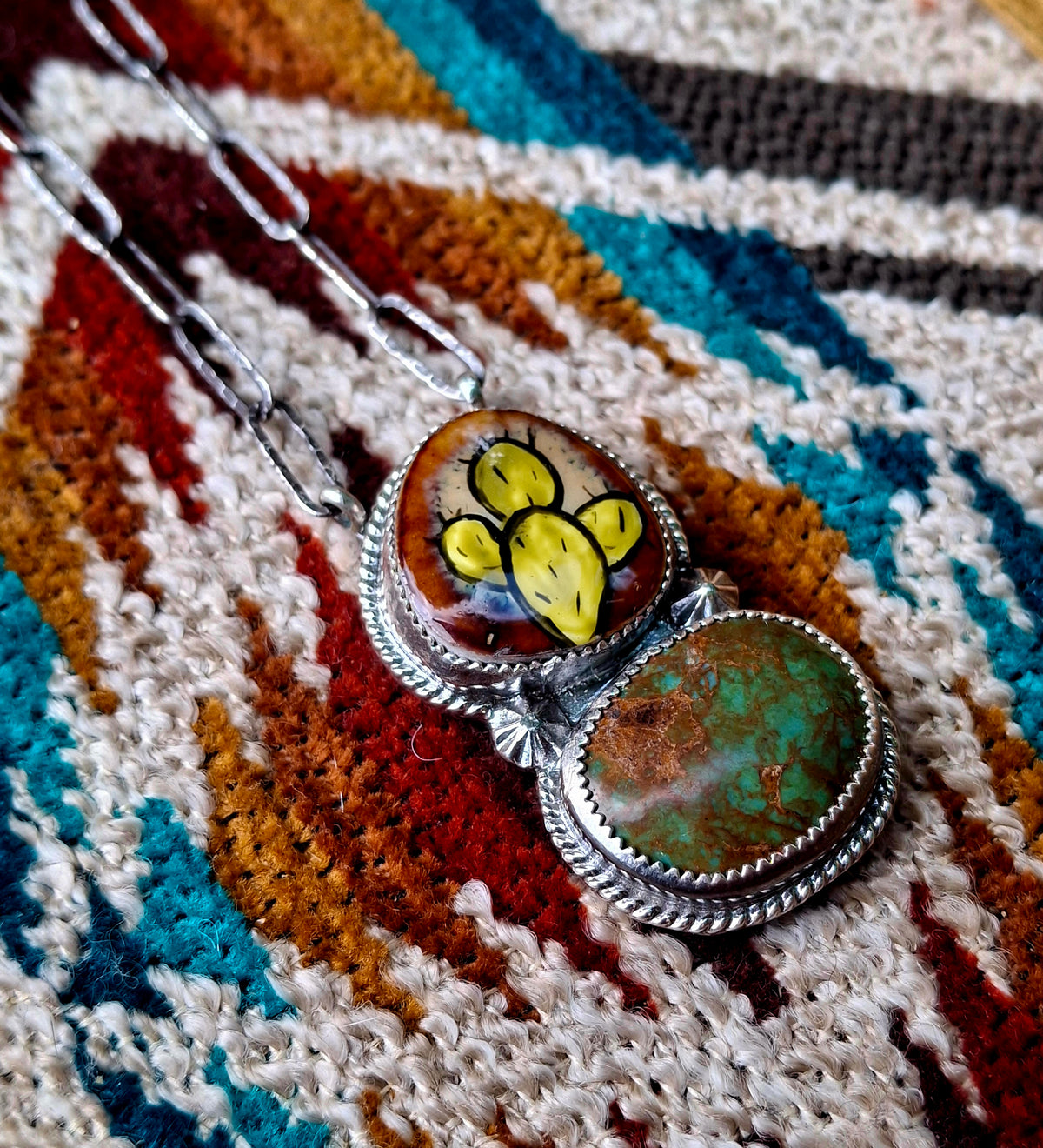 Hand Painted Cactus Royston Necklace