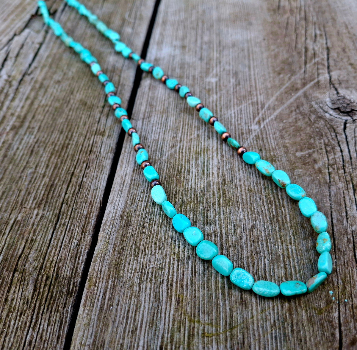 Copper/Cloud Mountain Turquoise Beaded Necklace