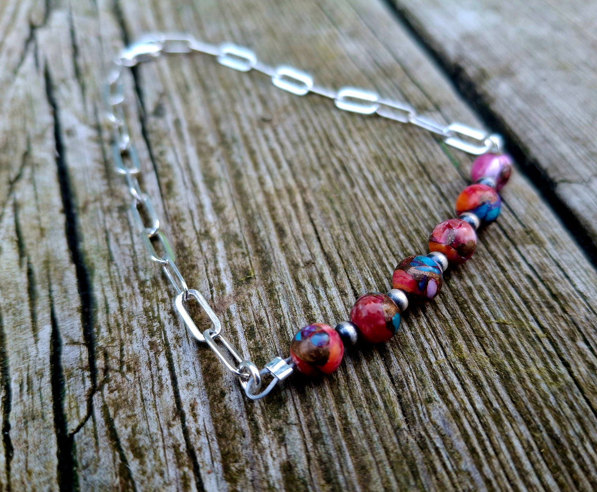 Pink Dahlia Bead Bracelet