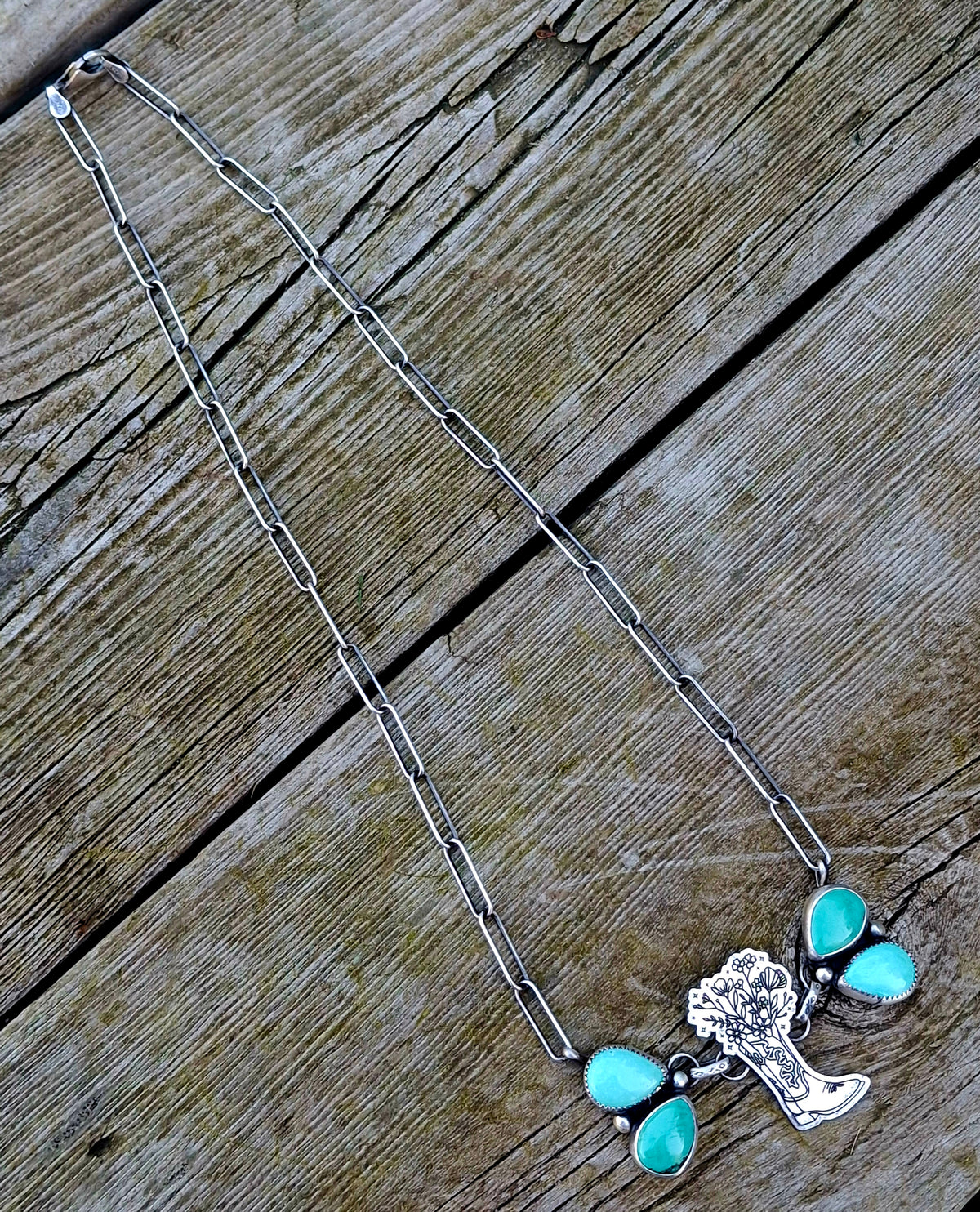Arizona Turquoise Boot Bar Necklace