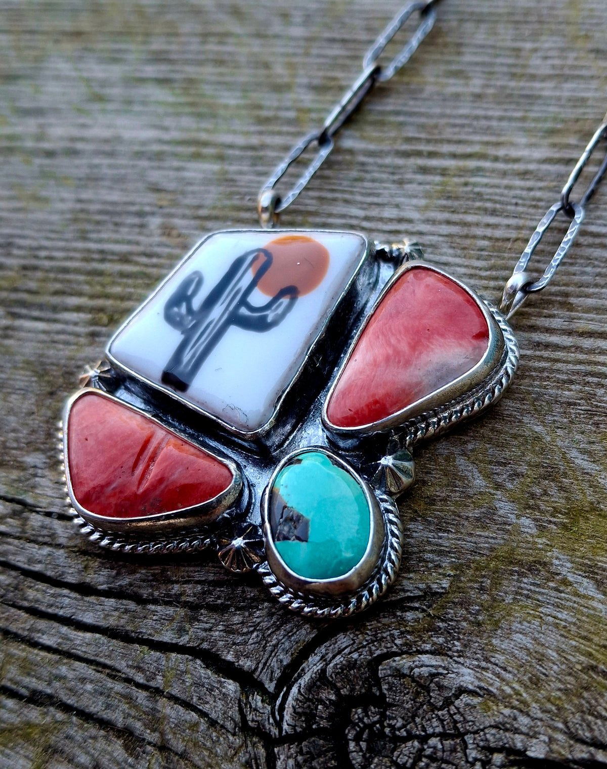 Hand Painted Cactus Necklace