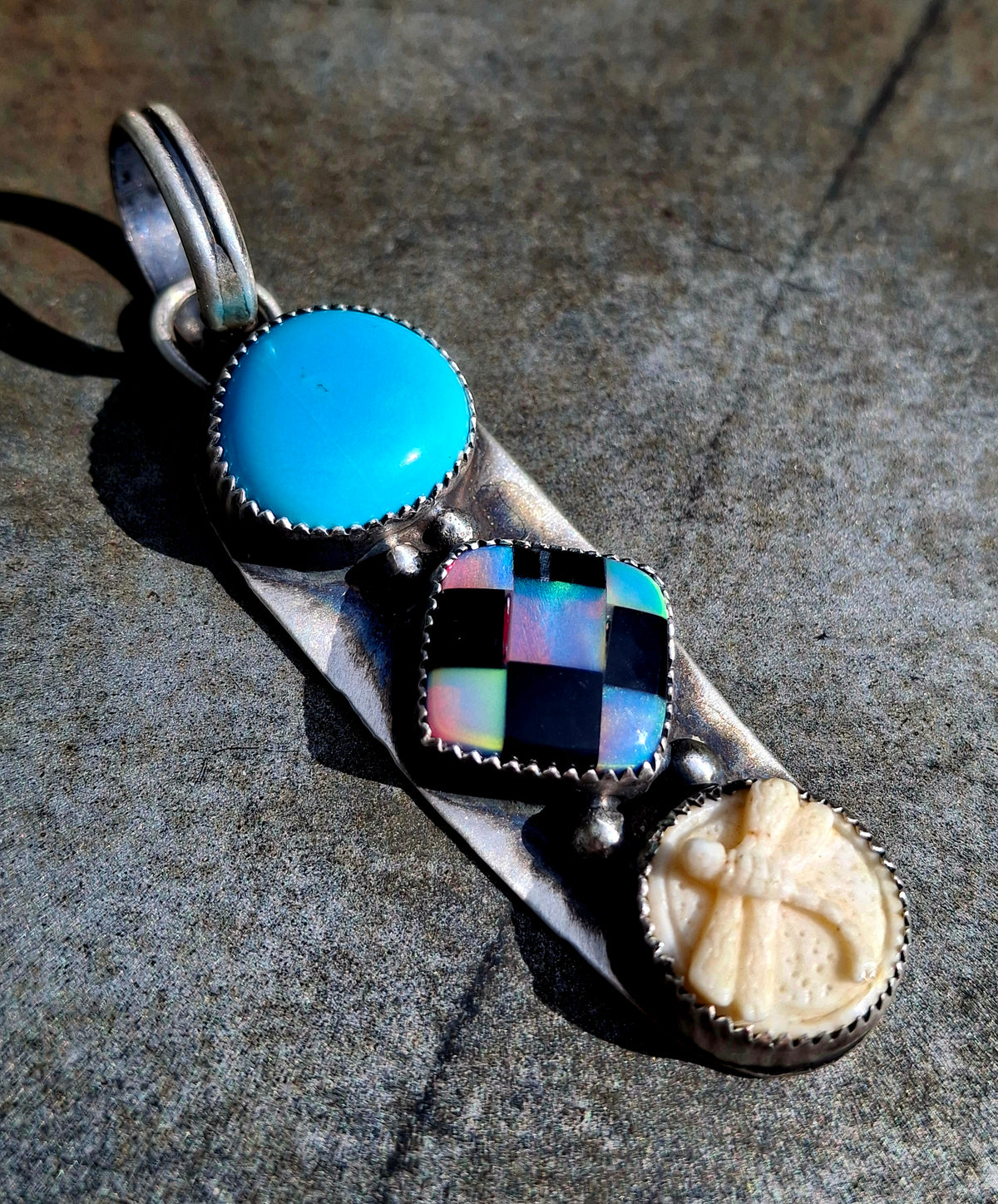 Kingman/Opal Check/Dragonfly Pendant