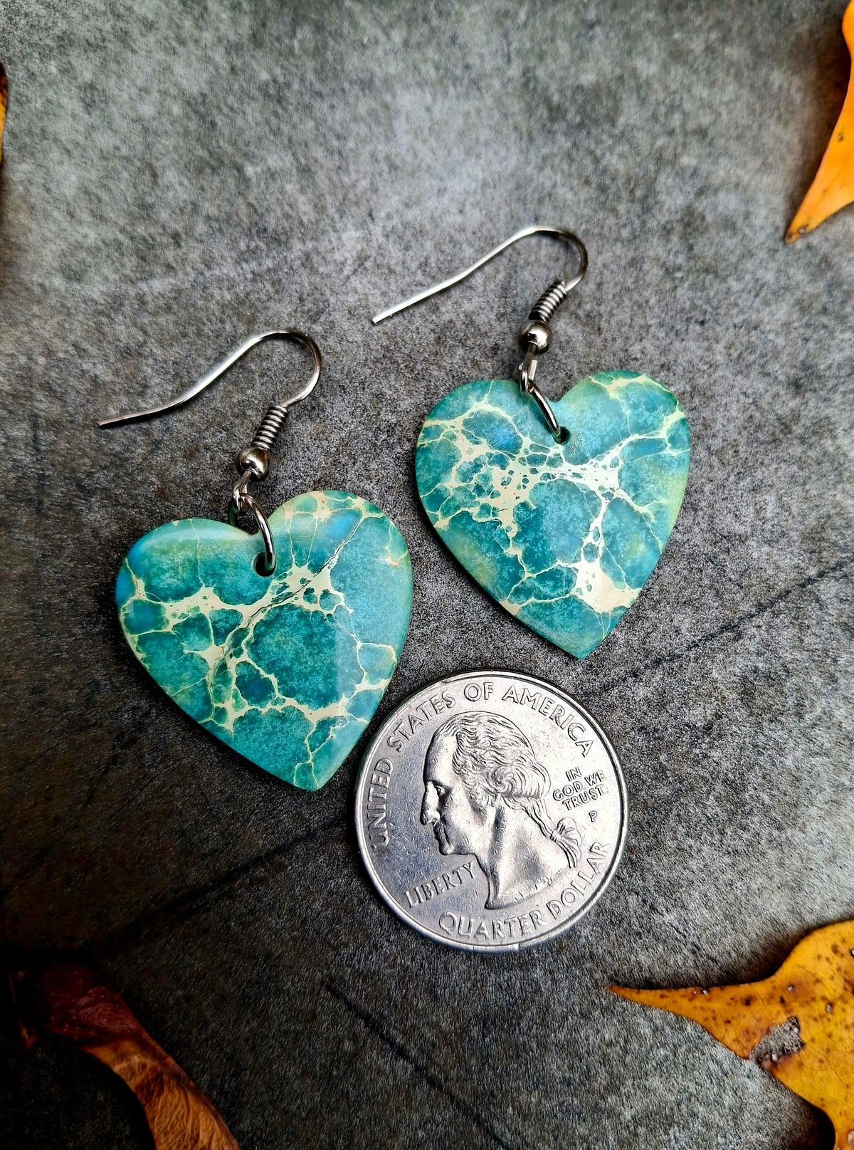 Blue Indigo Heart Earrings