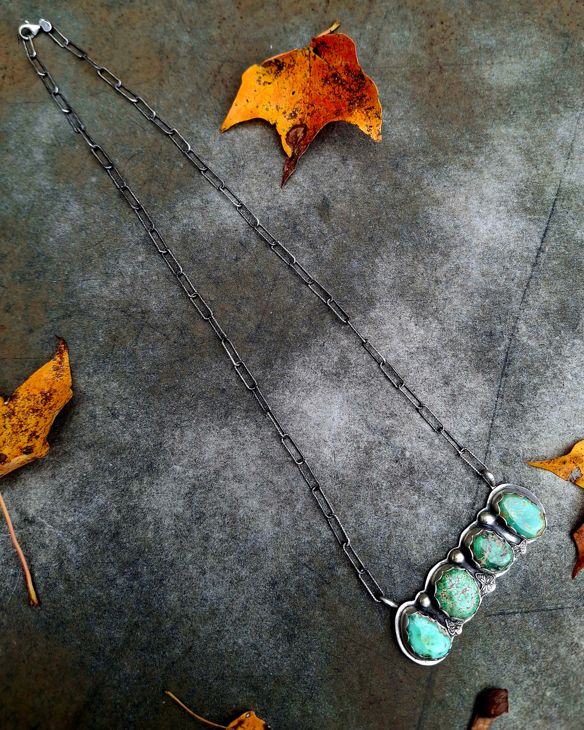 Fox Turquoise Butterfly Bar Necklace