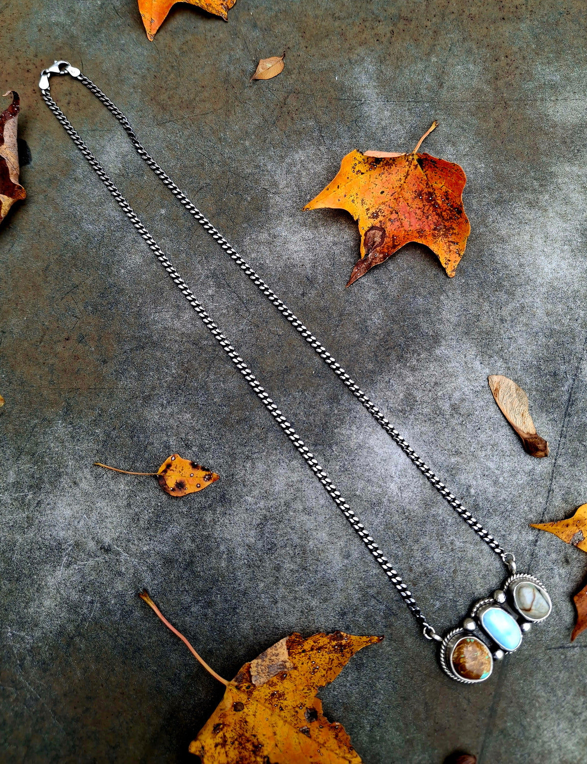 Royston/Larimar Bar Necklace