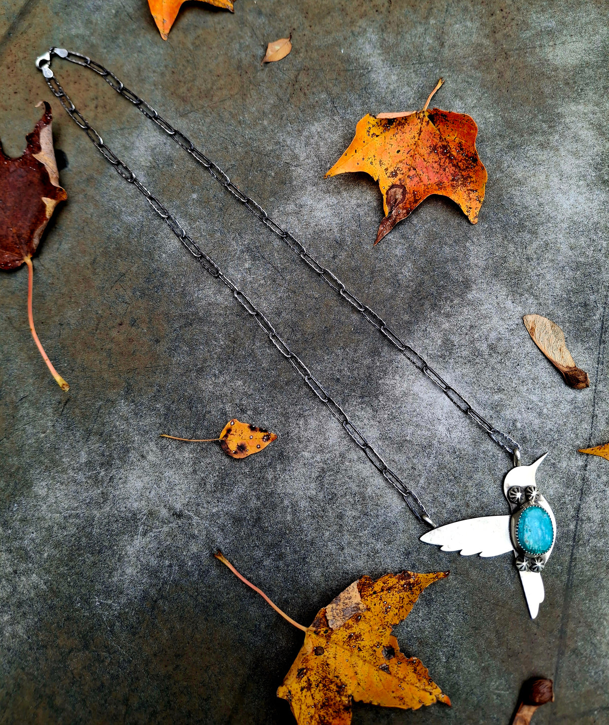Fox Turquoise Hummingbird Necklace
