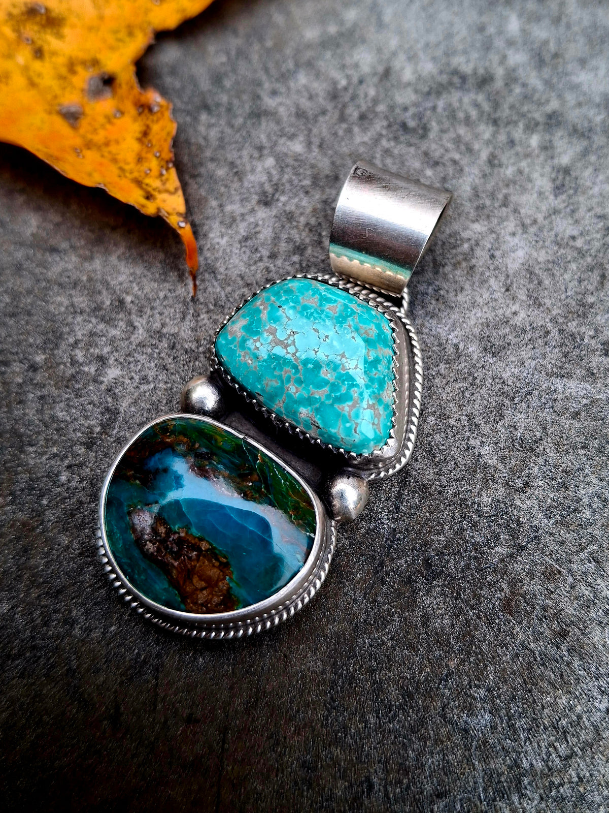 Fox Turquoise/Blue Peruvian Opal Pendant