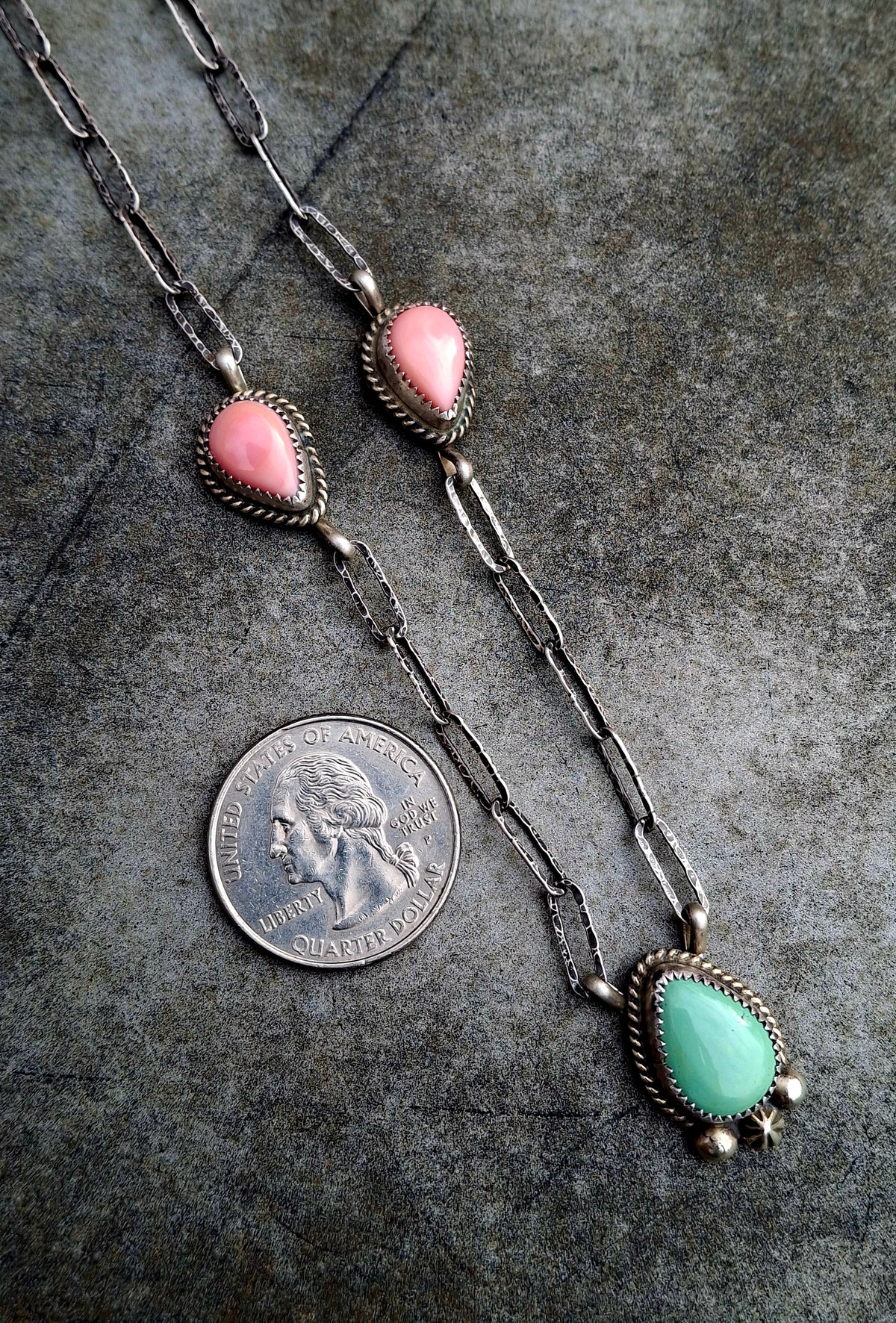 Australian/Pink Conch Trio Necklace