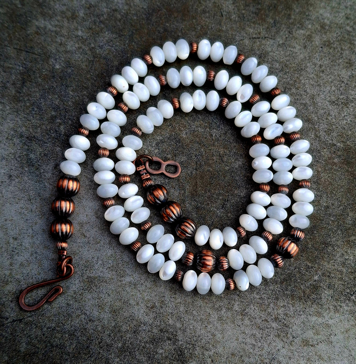 White Shell/Copper Bead Necklace