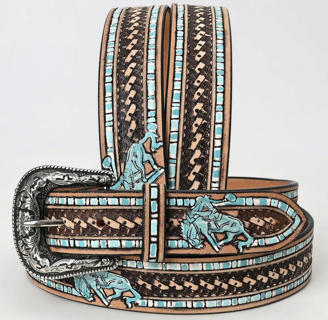 Turquoise Bronc Tooled Belt #221