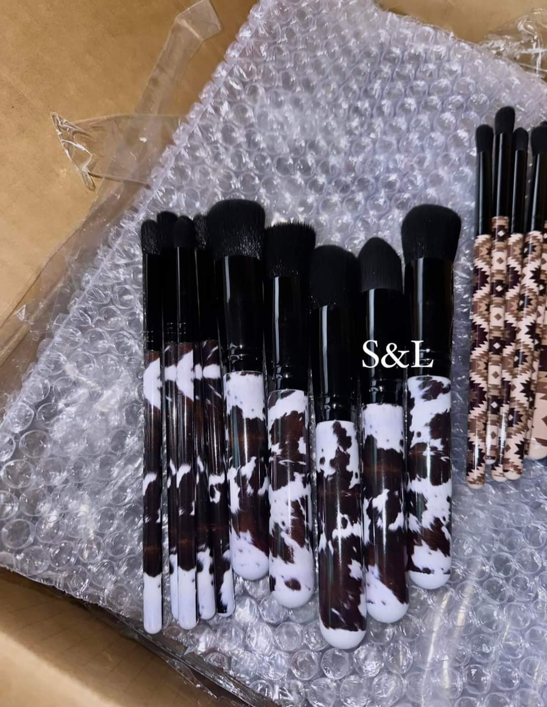 Cow Print Makeup Brush Set