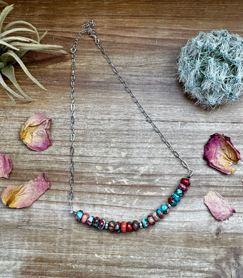 Pink/Turquoise Sea Sediment Necklace