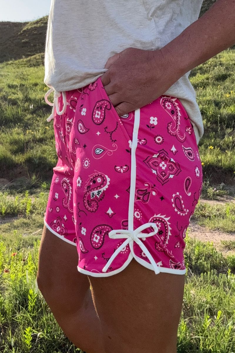 Bandana Babe Shorts - Hot Pink Long