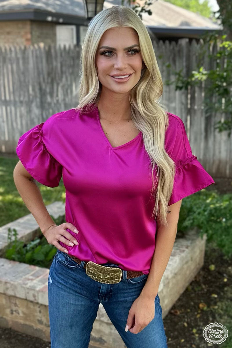 Downtown Darling Top - Berry