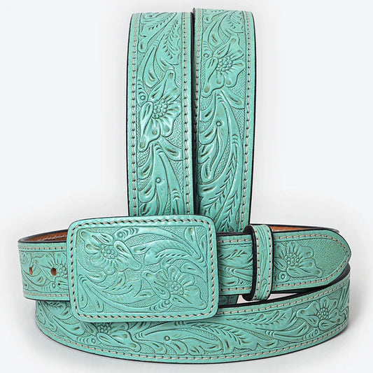Turquoise Tooled Belt #214