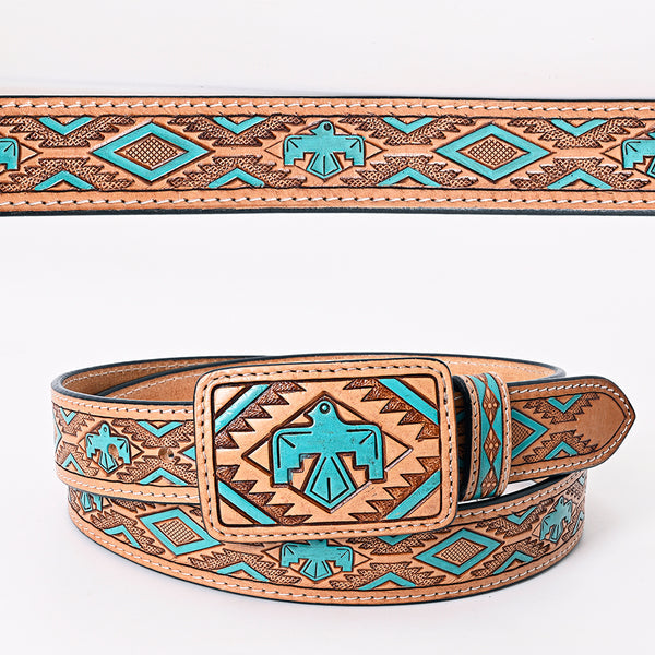 Turquoise Thunderbird Tooled Belt #173