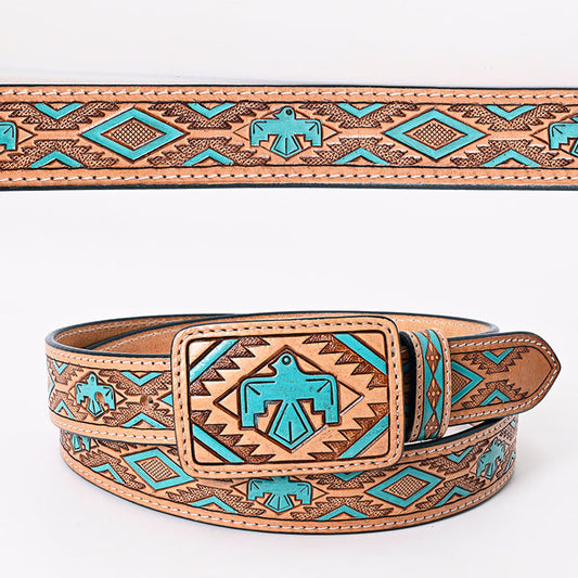 Turquoise Thunderbird Tooled Belt #173