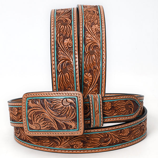 Floral Turquoise Tooled Belt #179