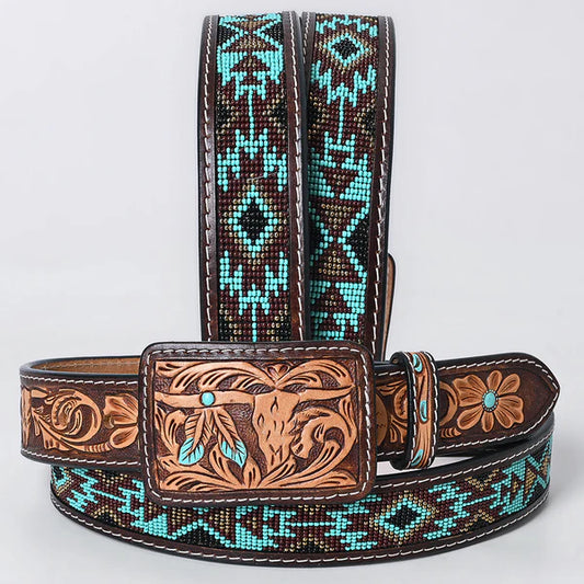 Aztec Beaded Skull Belt #269