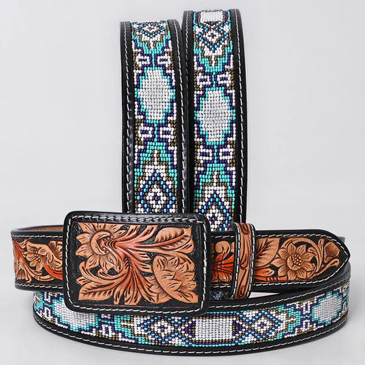Beaded Tooled Belt #270