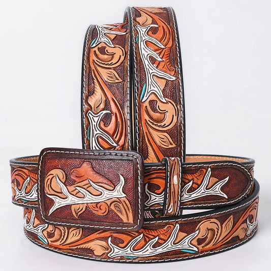 Antler Tooled Belt #289