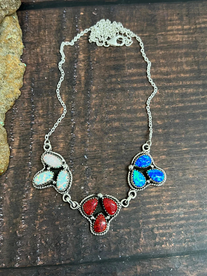 Opal Cluster Necklace - 4th of July