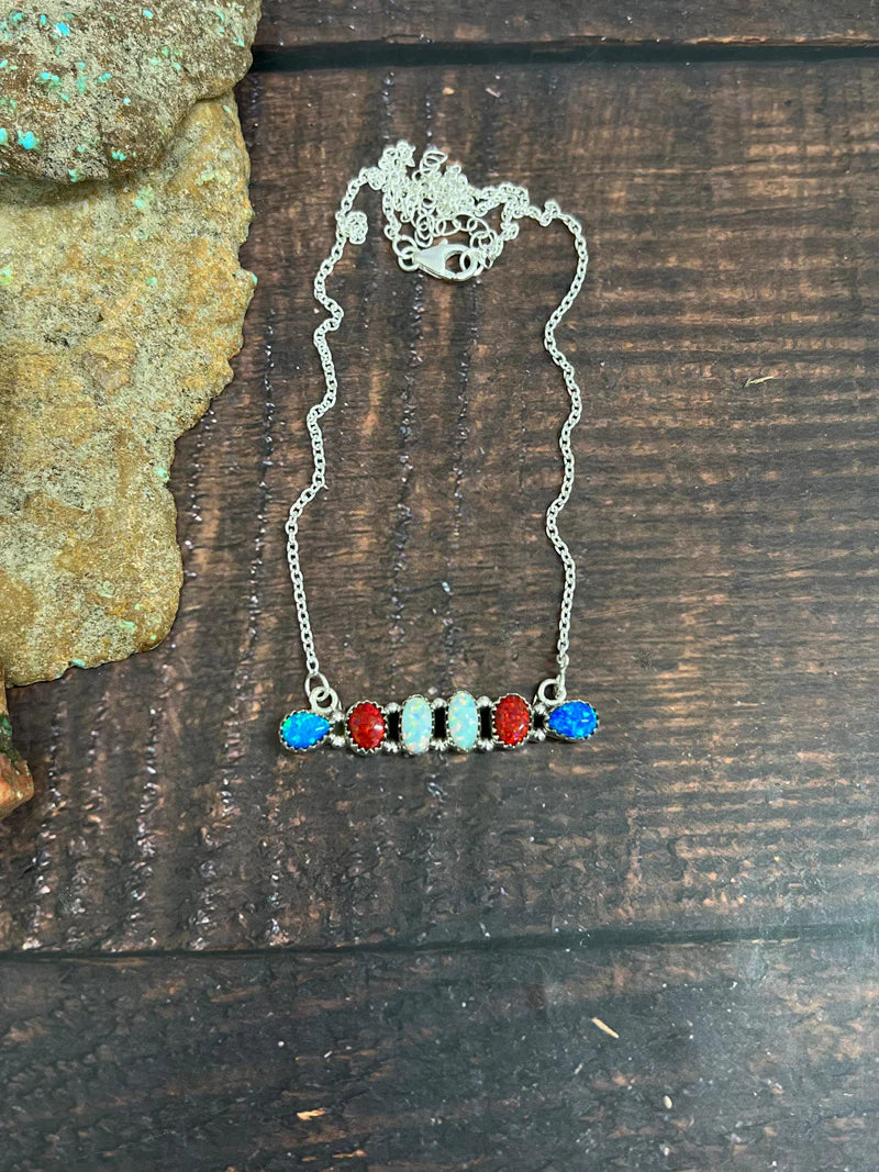 Opal Bar Necklace - 4th of July
