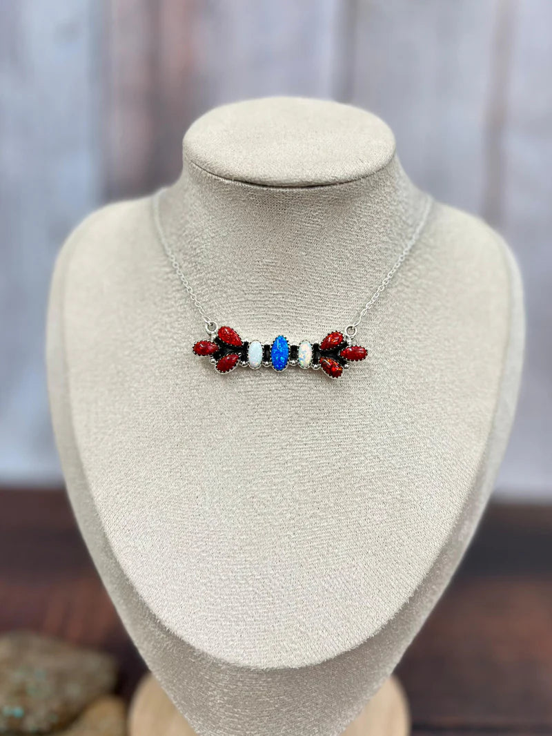 Opal Bar Necklace - 4th of July