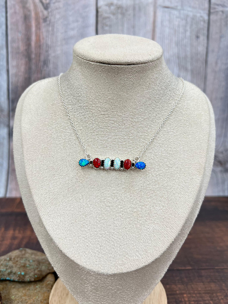 Opal Bar Necklace - 4th of July