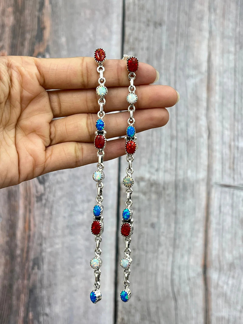 Opal Dangle Shoulder Grazers - 4th of July