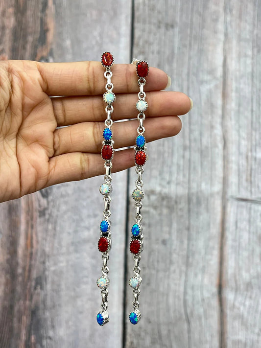 Opal Dangle Shoulder Grazers - 4th of July