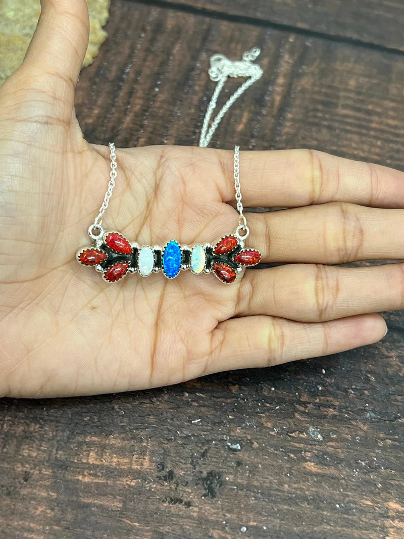Opal Bar Necklace - 4th of July
