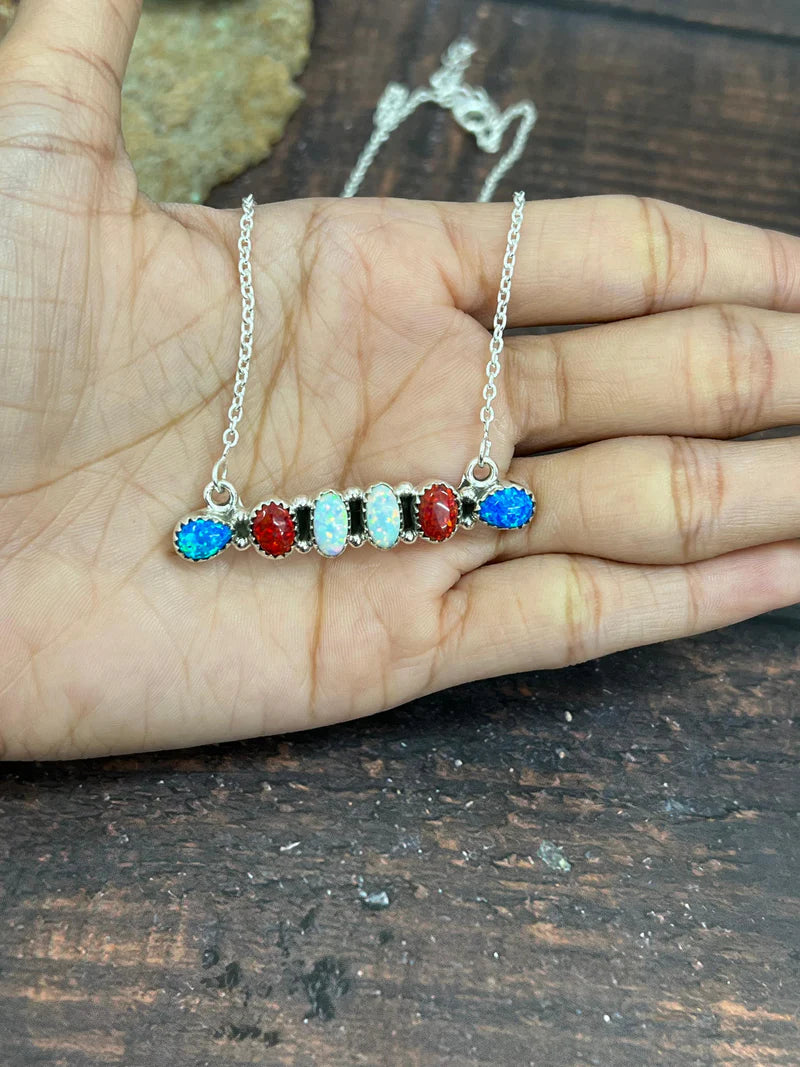 Opal Bar Necklace - 4th of July