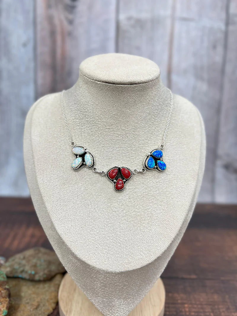 Opal Cluster Necklace - 4th of July