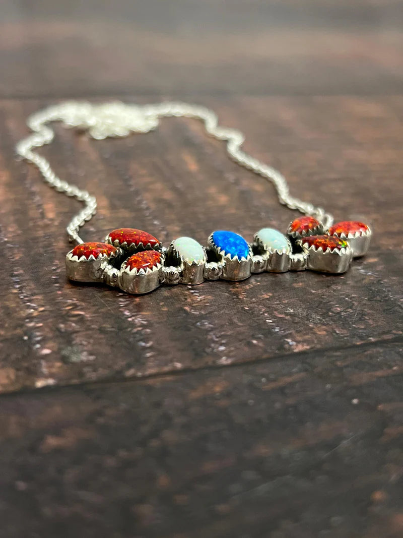 Opal Bar Necklace - 4th of July
