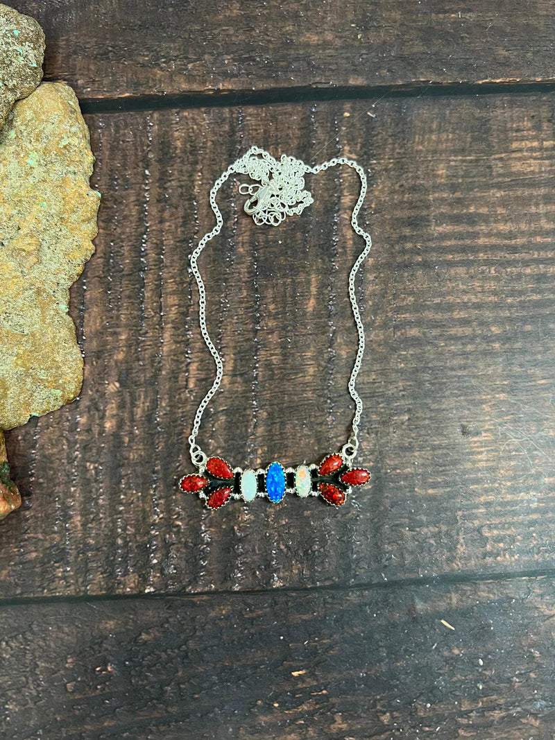 Opal Bar Necklace - 4th of July