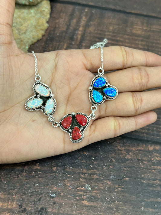 Opal Cluster Necklace - 4th of July
