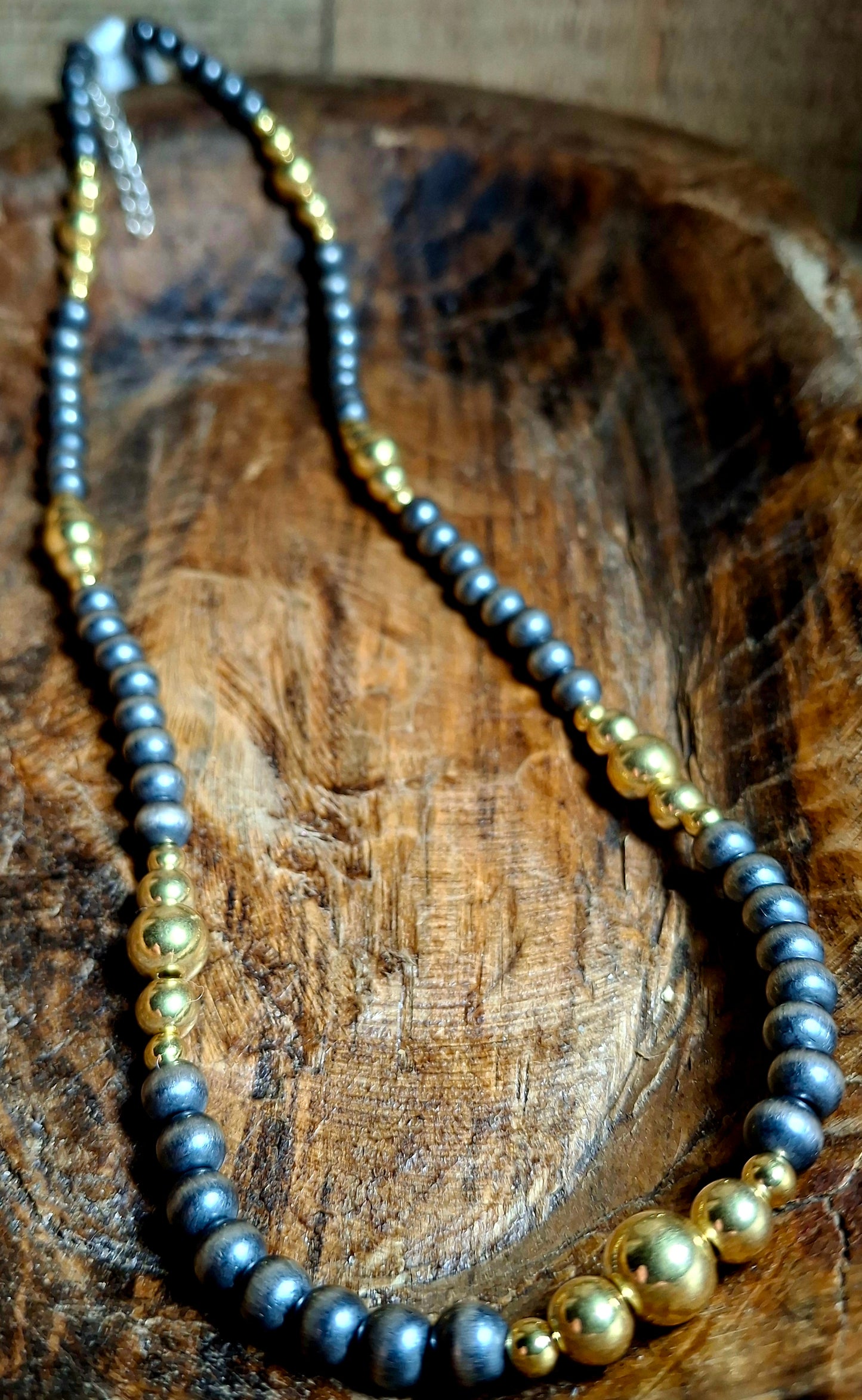 22" Sterling Silver/14k Gold Pearl Necklace