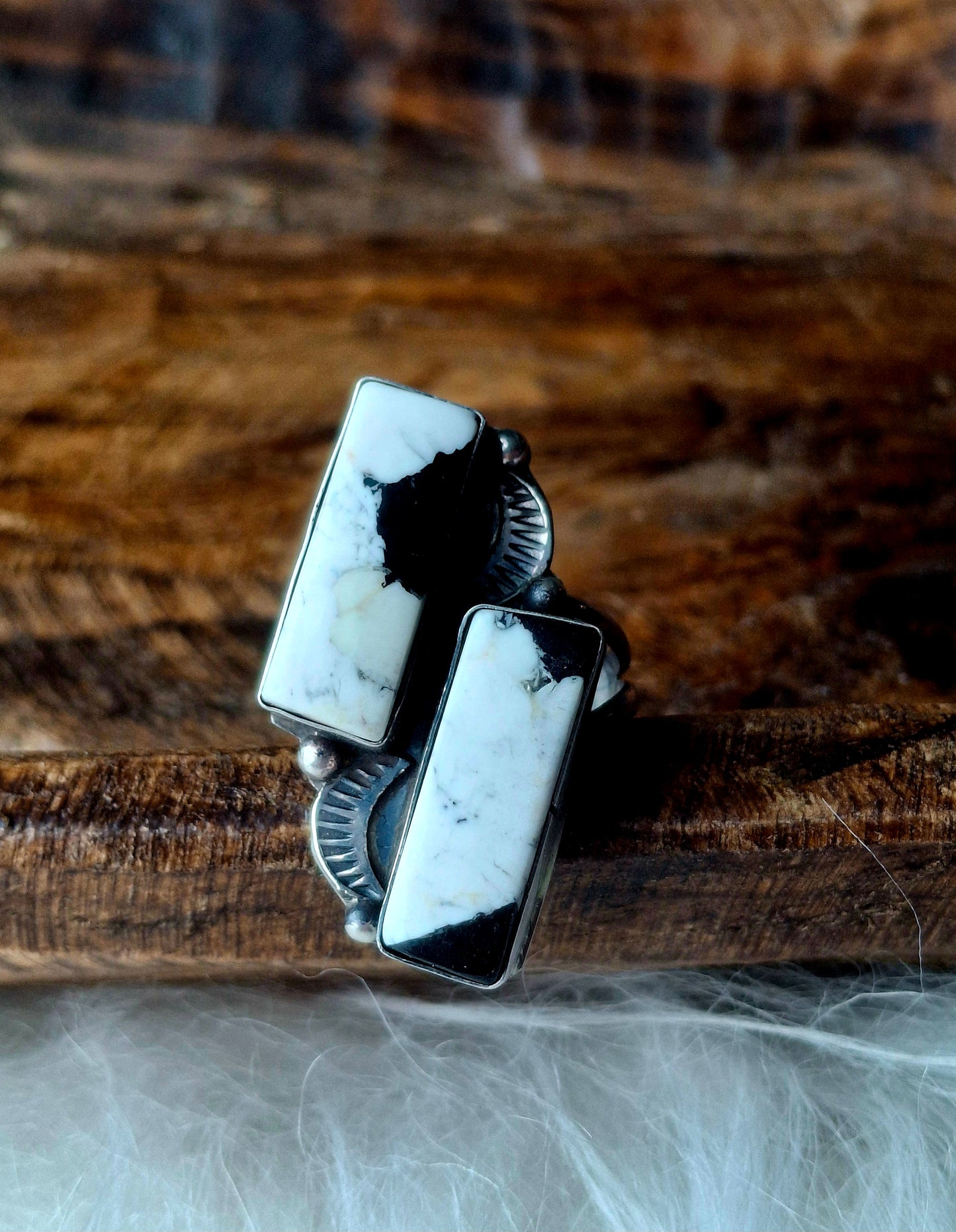 White Buffalo Adjustable Ring